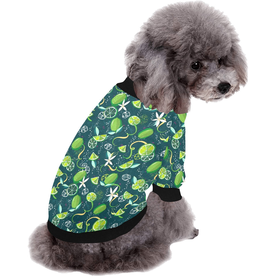 Lime ice flower pattern All Over Print Pet Dog Round Neck Fuzzy Shirt