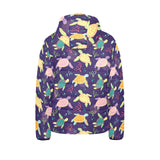 Colorful sea turtle pattern Kids' Boys' Girls' Padded Hooded Jacket