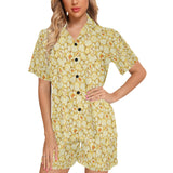 Popcorn Pattern Print Design 04 Women's V-Neck Short Pajama Set