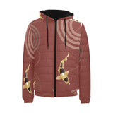 Koi Fish Carp Fish red background Men's Padded Hooded Jacket