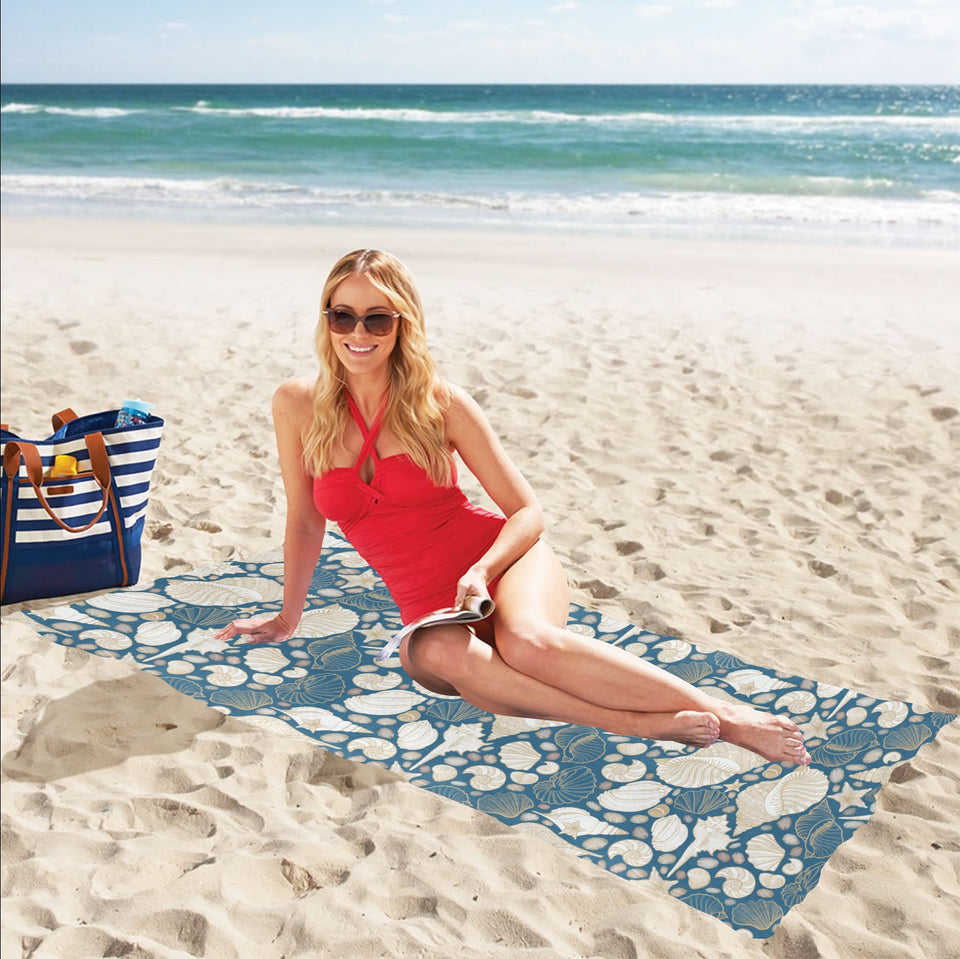 Sea turtle Polynesian Tribal design pattern Beach Towel