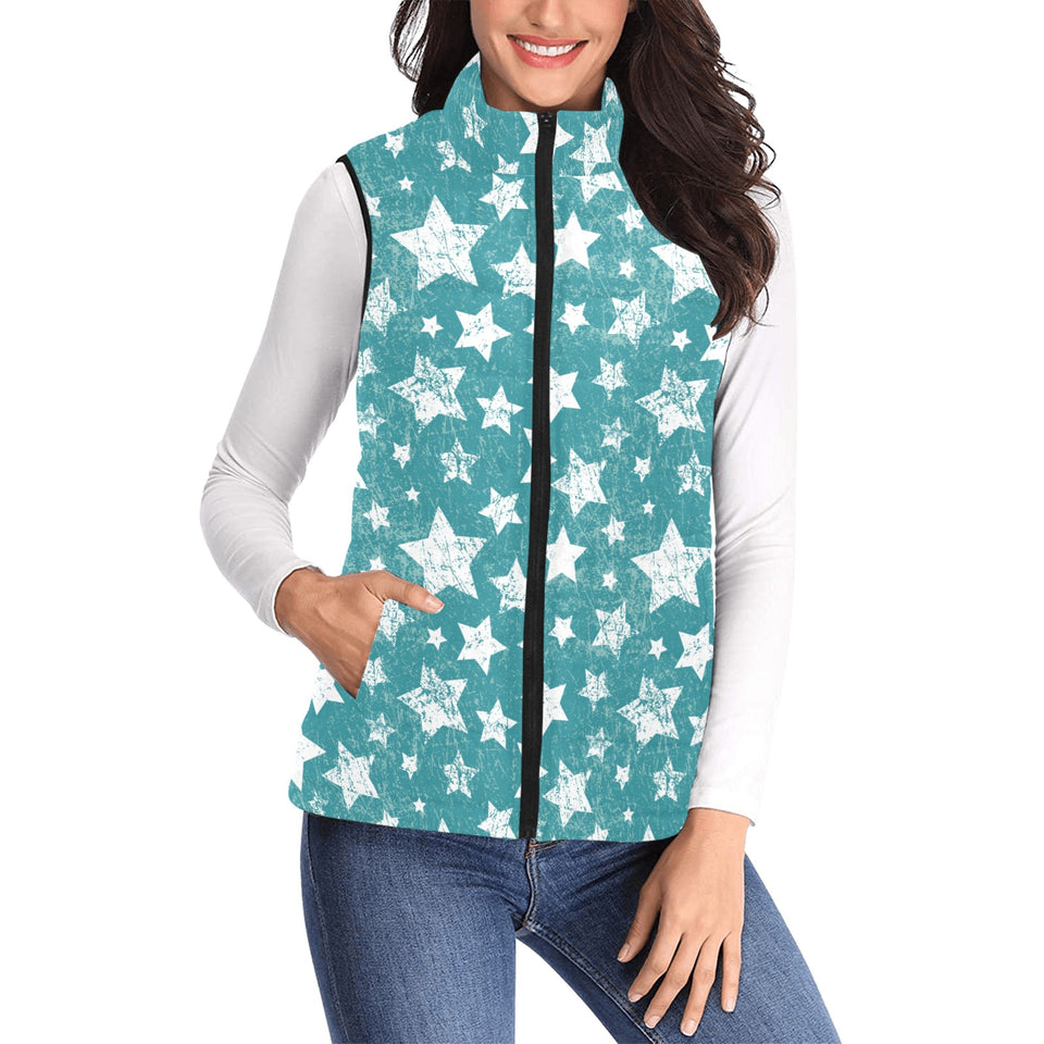 Vintage star pattern Women's Padded Vest