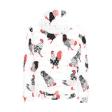 Cool rooster chicken cock floral ornament backgrou Men's Padded Hooded Jacket