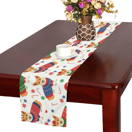 Corgi Christmas Pattern Table Runner
