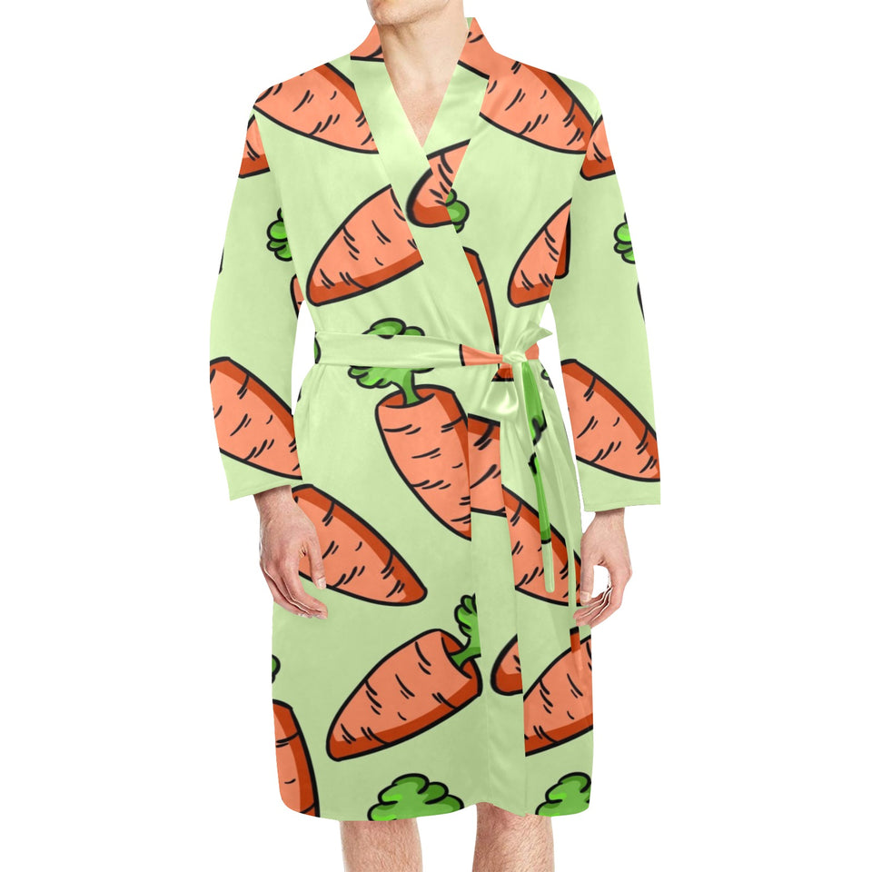 Carrot Pattern Print Design 05 Men's Long Sleeve Belted Night Robe