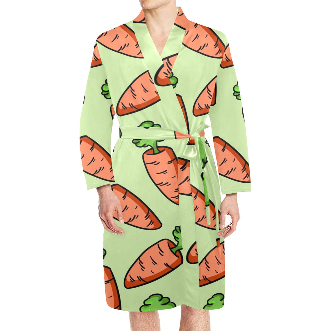 Carrot Pattern Print Design 05 Men's Long Sleeve Belted Night Robe