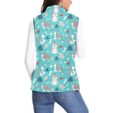 Christmas cute siberian husky puppie pattern Women's Padded Vest