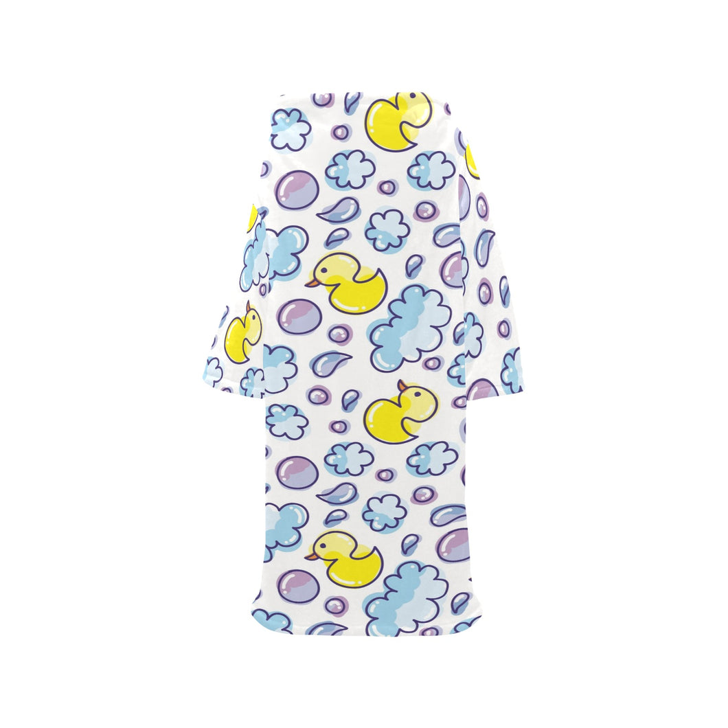 Duck Pattern Print Design 01 Blanket Robe with Sleeves