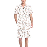 Bull Terrier Pattern Print Design 04 Men's V-Neck Short Pajama Set