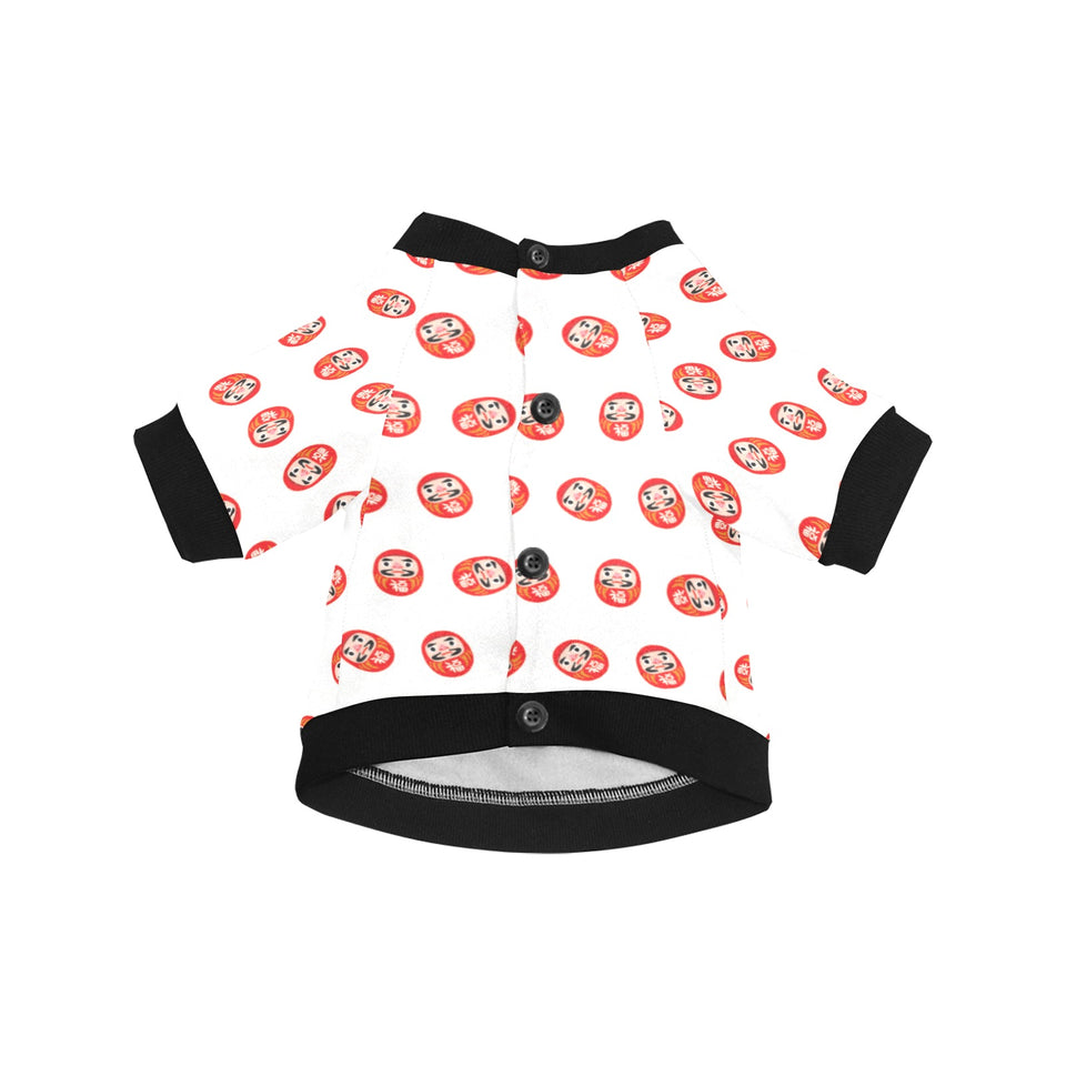 Daruma japanese wooden doll pattern All Over Print Pet Dog Round Neck Fuzzy Shirt