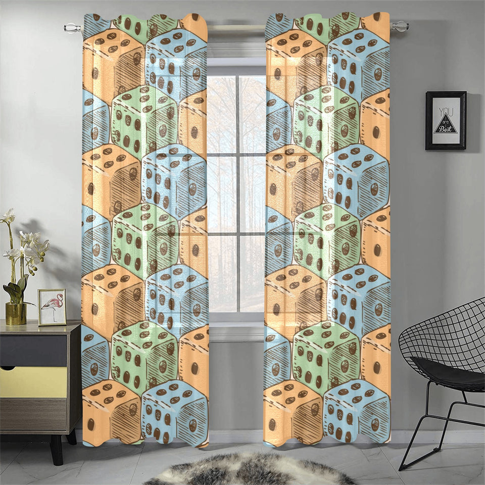 Dice Pattern Print Design 05 Gauze Curtain