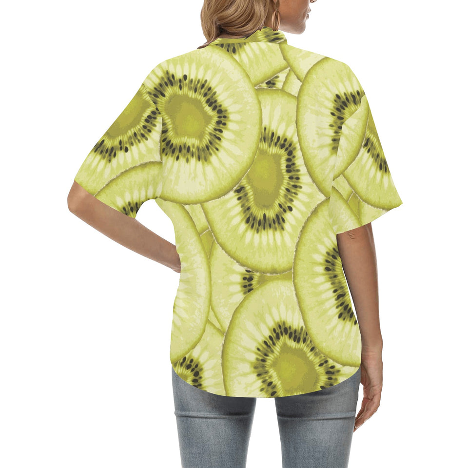 Sliced kiwi pattern Women's All Over Print Hawaiian Shirt