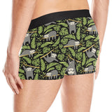 Cute sloths tropical palm leaves black background Men's All Over Print Boxer Briefs Men's Underwear