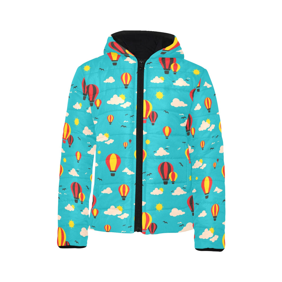 Hot Air Balloon Sky Pattern Kids' Boys' Girls' Padded Hooded Jacket