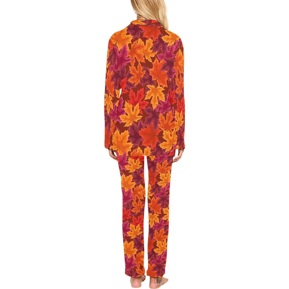 Autumn maple leaf pattern Women's Long Pajama Set