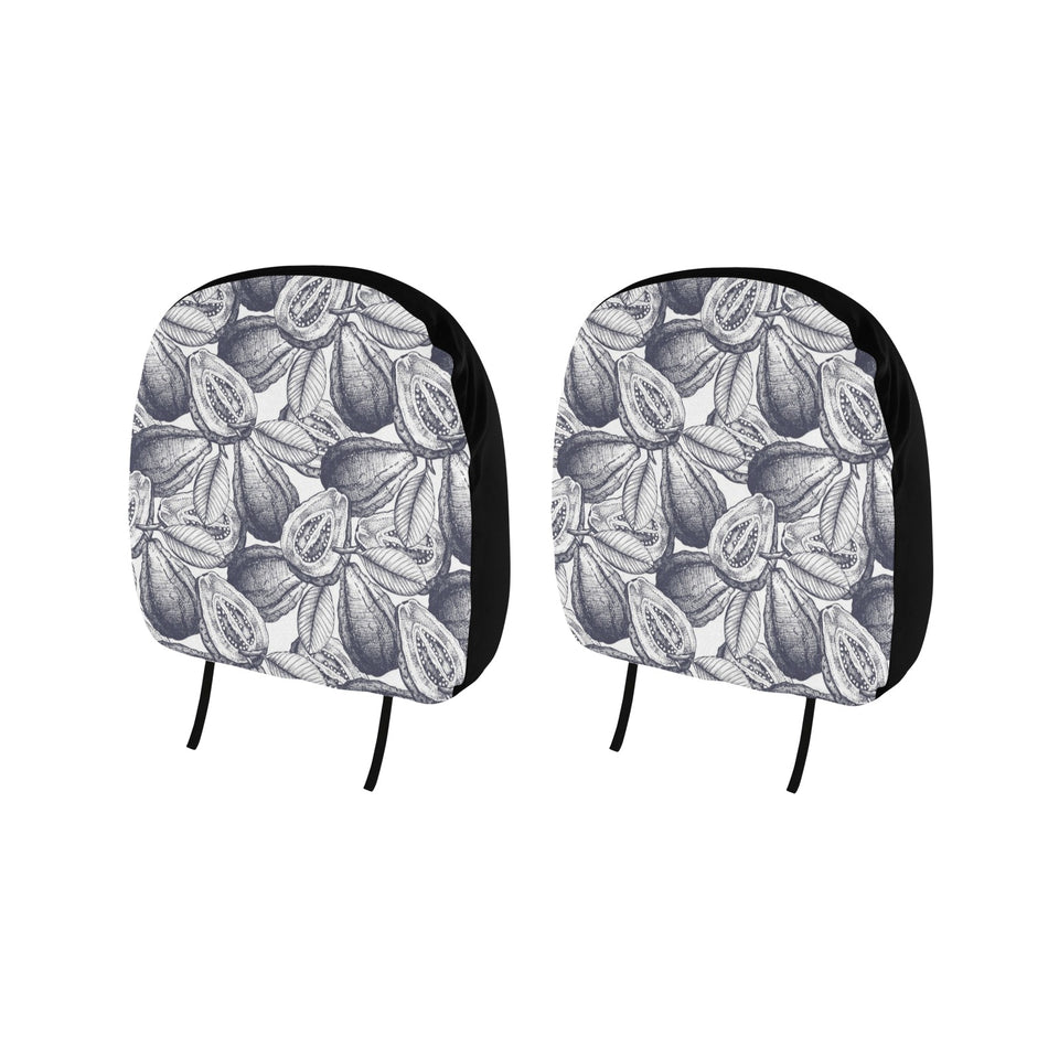 Guava tropical hand drawn pattern Car Headrest Cover