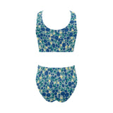 blueberry design pattern Chest Bowknot High Waisted Bikini Swimsuit