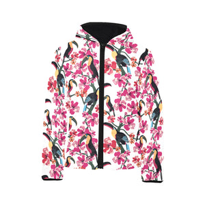 Toucan flower design pattern Kids' Boys' Girls' Padded Hooded Jacket