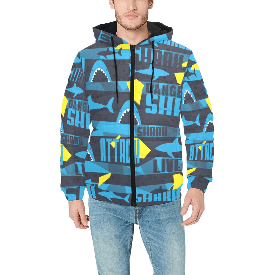 Shark dangerous Men's Padded Hooded Jacket