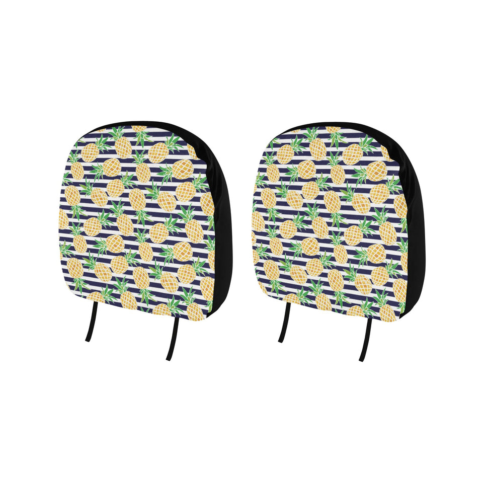 Pineapples pattern striped background Car Headrest Cover