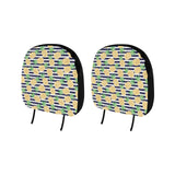 Pineapples pattern striped background Car Headrest Cover