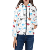 Watercolor helicopter cloud pattern Women's Padded Hooded Jacket