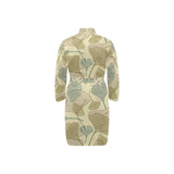 Ginkgo leaves design pattern Men's Long Sleeve Belted Night Robe
