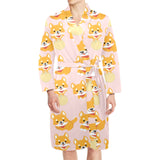 Cute shiba inu dog pattern Men's Long Sleeve Belted Night Robe