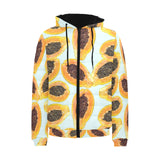 Watercolor papaya pattern Men's Padded Hooded Jacket