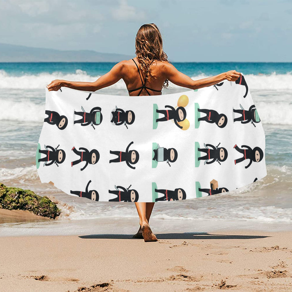 Cute ninja katana sword pattern Beach Towel