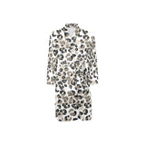 Leopard skin print pattern Men's Long Sleeve Belted Night Robe