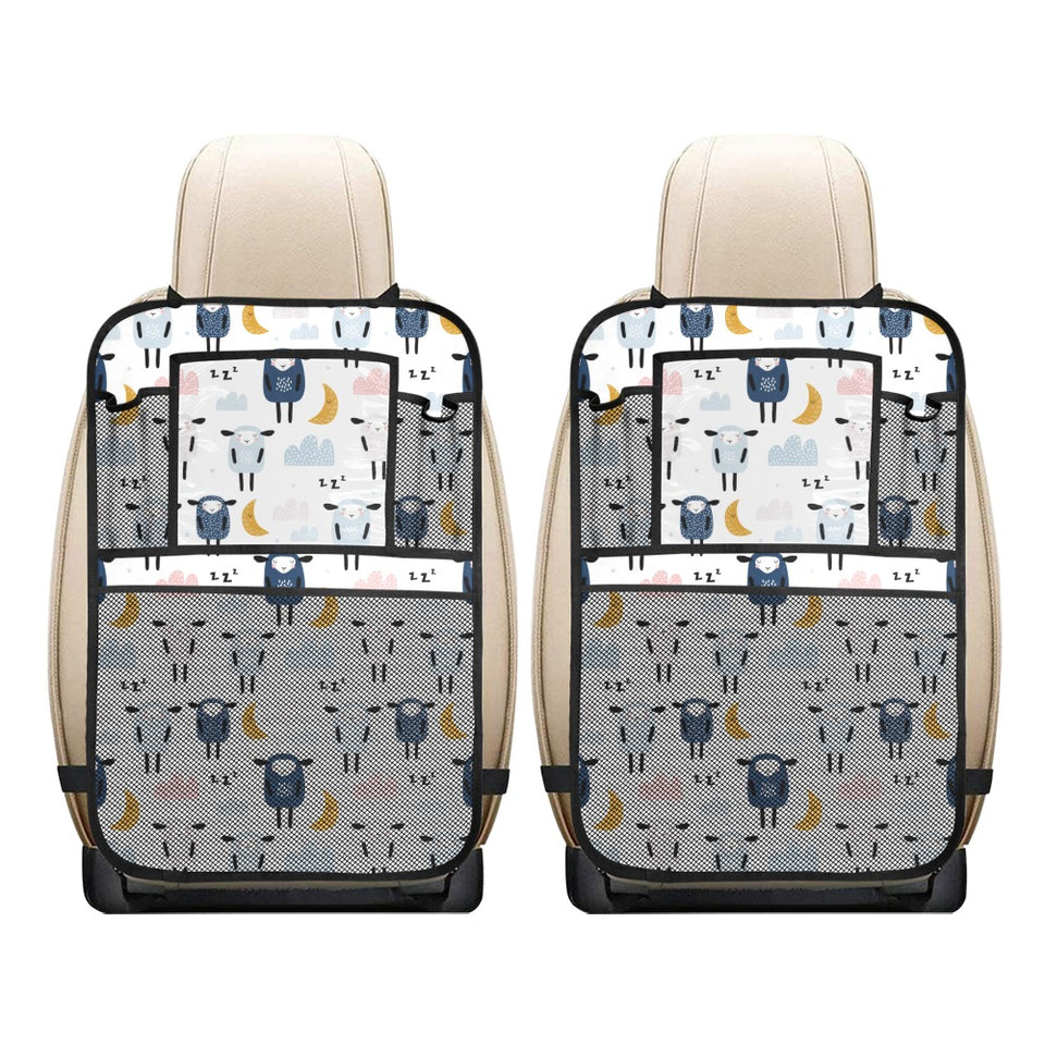 Cute sleeping sheep moon cloud pattern Car Seat Back Organizer