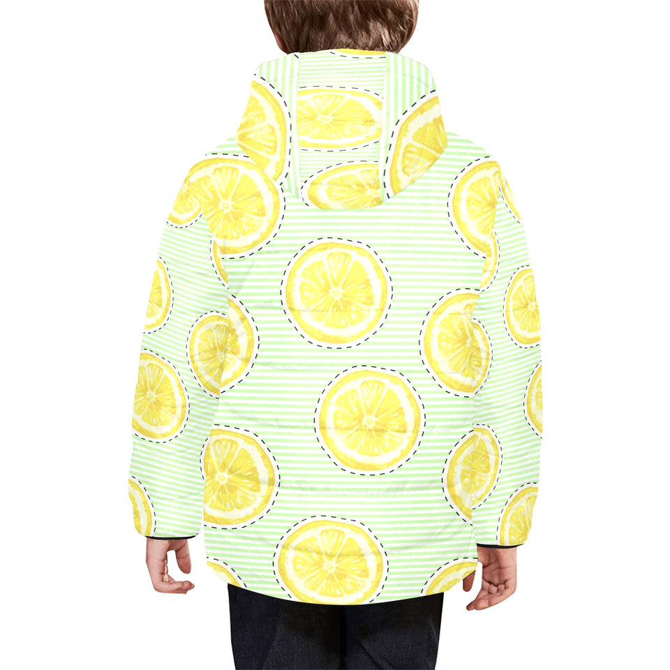 slice of lemon pattern Kids' Boys' Girls' Padded Hooded Jacket