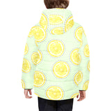 slice of lemon pattern Kids' Boys' Girls' Padded Hooded Jacket