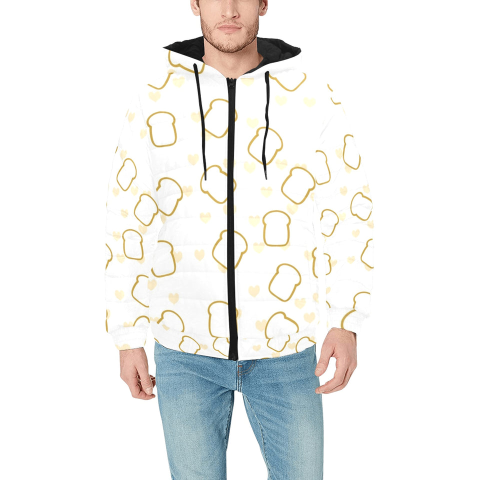 Bread Toast Pattern Print Design 01 Men's Padded Hooded Jacket
