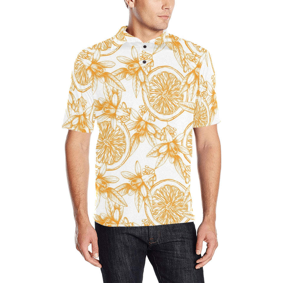 hand drawn orange fruit pattern Men's All Over Print Polo Shirt