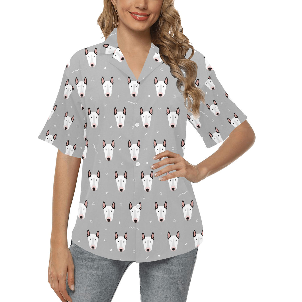 Bull Terrier Pattern Print Design 05 Women's All Over Print Hawaiian Shirt