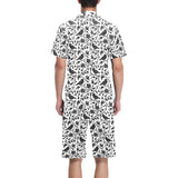 Crow dark floral pattern Men's V-Neck Short Pajama Set