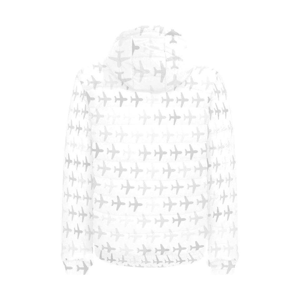 Airplane print pattern Men's Padded Hooded Jacket