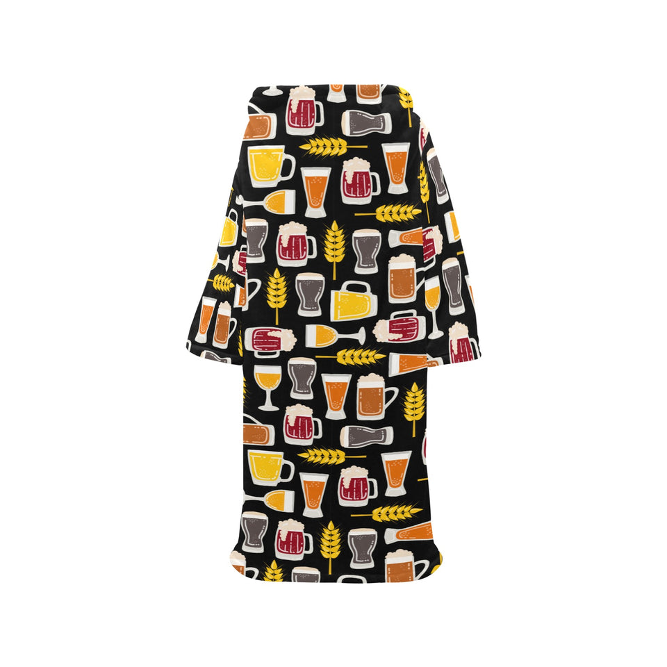 Beer type pattern Blanket Robe with Sleeves