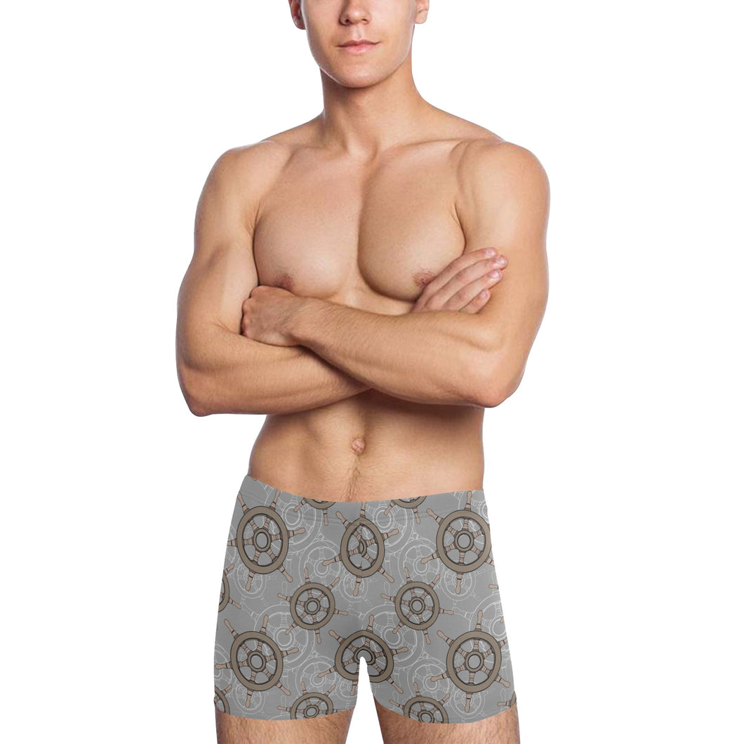 nautical wood steering wheel pattern Men's Swimming Trunks