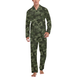 Digital Green camouflage pattern Men's Long Pajama Set