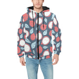 dragon fruits dark blue background Men's Padded Hooded Jacket