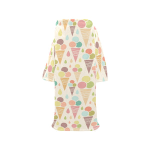 Ice cream cone pattern Blanket Robe with Sleeves