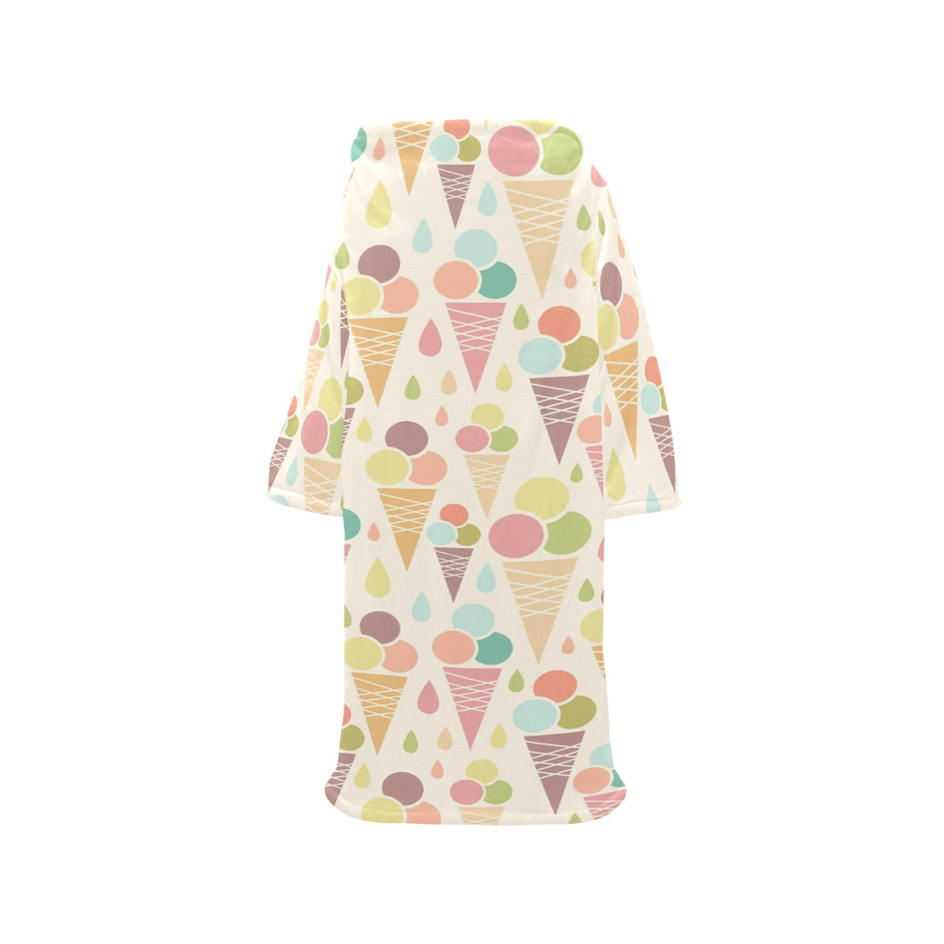 Ice cream cone pattern Blanket Robe with Sleeves