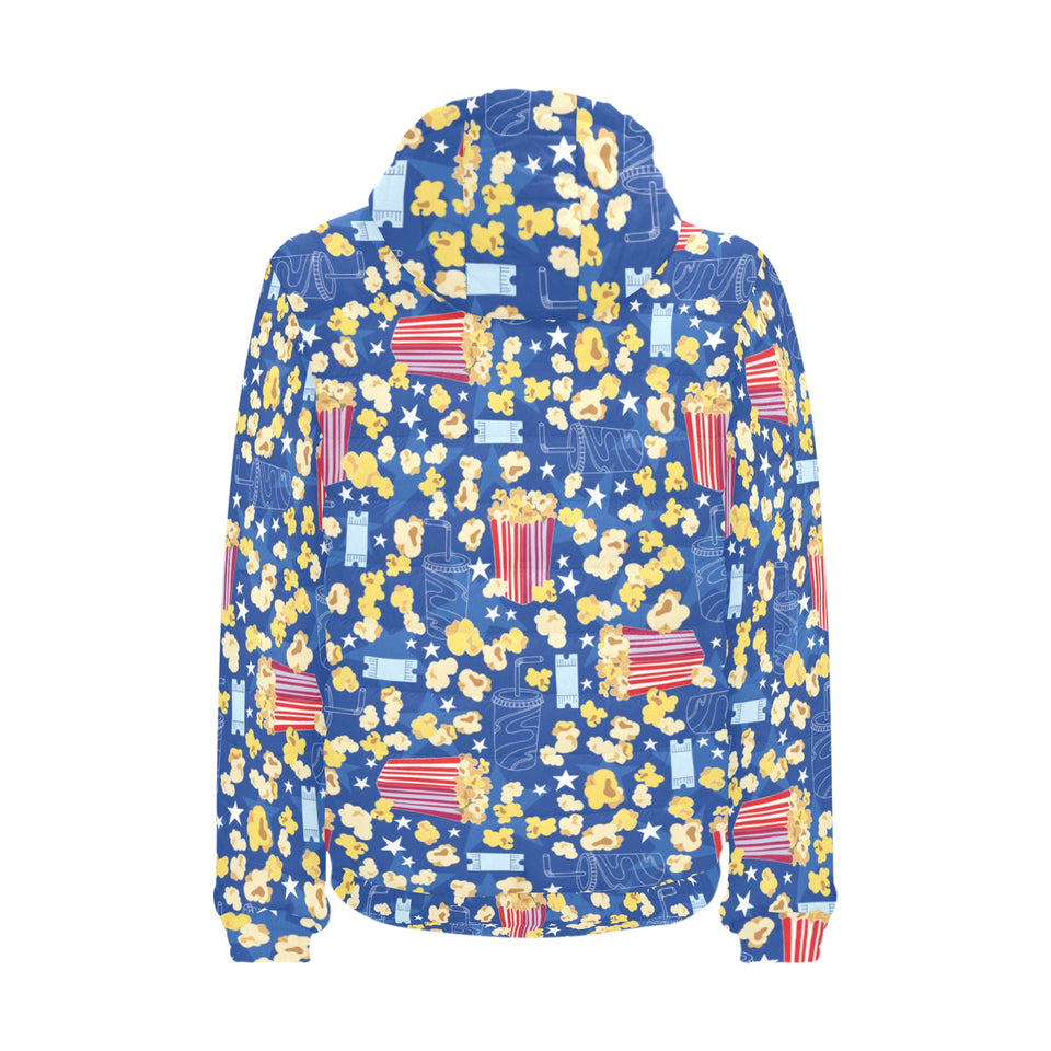 Popcorn Pattern Print Design 01 Men's Padded Hooded Jacket