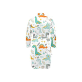 Cute funny kids dinosaurs pattern Men's Long Sleeve Belted Night Robe