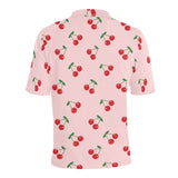 cherry pattern pink background Men's All Over Print Polo Shirt