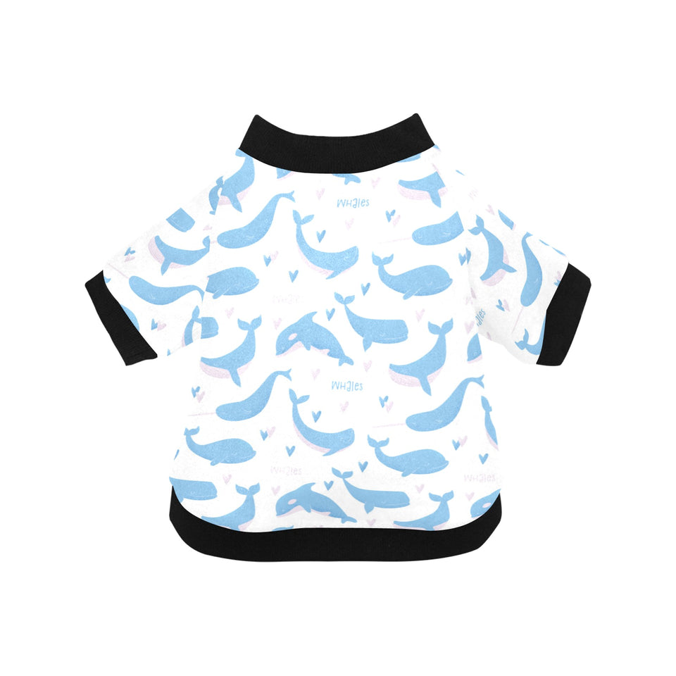 Blue whale pattern All Over Print Pet Dog Round Neck Fuzzy Shirt