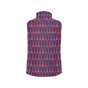 Eiffel Tower Pattern Print Design 05 Women's Padded Vest